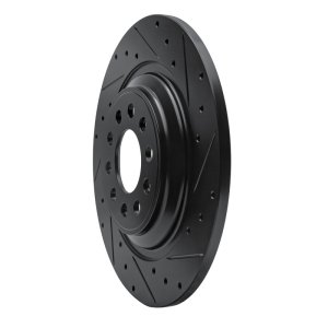 Jeep Cherokee Brake Rotor (1) - Rear Right - R1 Concepts - Drilled & Slotted - Black - `14-`23